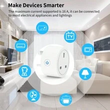 1pc Smart Plug, WiFi Socket Work With Apple HomeKit,Alexa Ande Assistant, Mini WiFi Plugs, App Remote Control/Voice Control With Timer And Device Sharing Function,16A No Hub Required, 2.4G WiFi Only - UK Plug(220-240V) - View 7