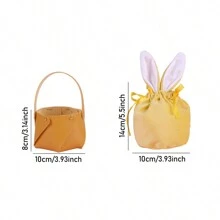 1 Peça Bolsa De Mão Em Forma De Cesta Com Orelhas De Coelho Da Páscoa Para Embalagem De Presente De Festa Ou Porta-ovos De Doces - Multicolorido - Ver 3