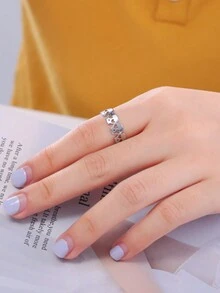 1個不鏽鋼中空新月形、心形、骷髏頭戒指,適用於女性,適合庞克派對 - 骷髏頭 - 查看 2