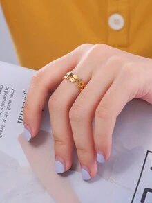 1個不鏽鋼中空新月形、心形、骷髏頭戒指,適用於女性,適合庞克派對 - 骷髏頭 - 查看 3