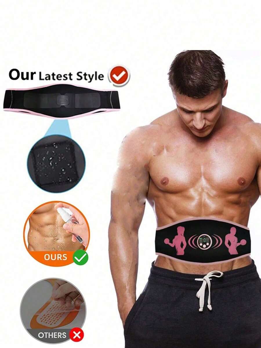 AXH USB Rechargeable Abs Stimulator Belt - Muscle Toning Trainer, Unisex Abdominal Muscle Exerciser, Abdominal Massage Device - Black