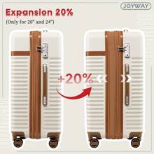 Joyway 行李箱 20 英寸随身行李箱套装，可扩展行李箱套装，带旋转轮和 TSA 锁，硬壳 3 件套行李箱套装，适用于旅行学校巡航必备品，适用于宿舍宿舍必备品，适用于大学，适用于学校旅行行李箱，行李箱，耐用随身携带 - 米色 - 查看 3
