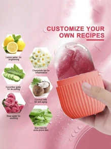 1 件/2 件硅胶面部按摩器、胶囊面部冰格、美容卸妆液和面部冰模、美容、护肤品、水疗、自我护理、护肤工具、面部护理、美容师用品、按摩、面部按摩工具、面部滚轮 - 粉色 - 查看 4