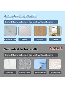 5入組強的防水膠黏劑鉤帶螺絲適用於浴室架子,痕跡指甲鉤,壁畫鉤不附帶螺絲 - 彩色 - 查看 3