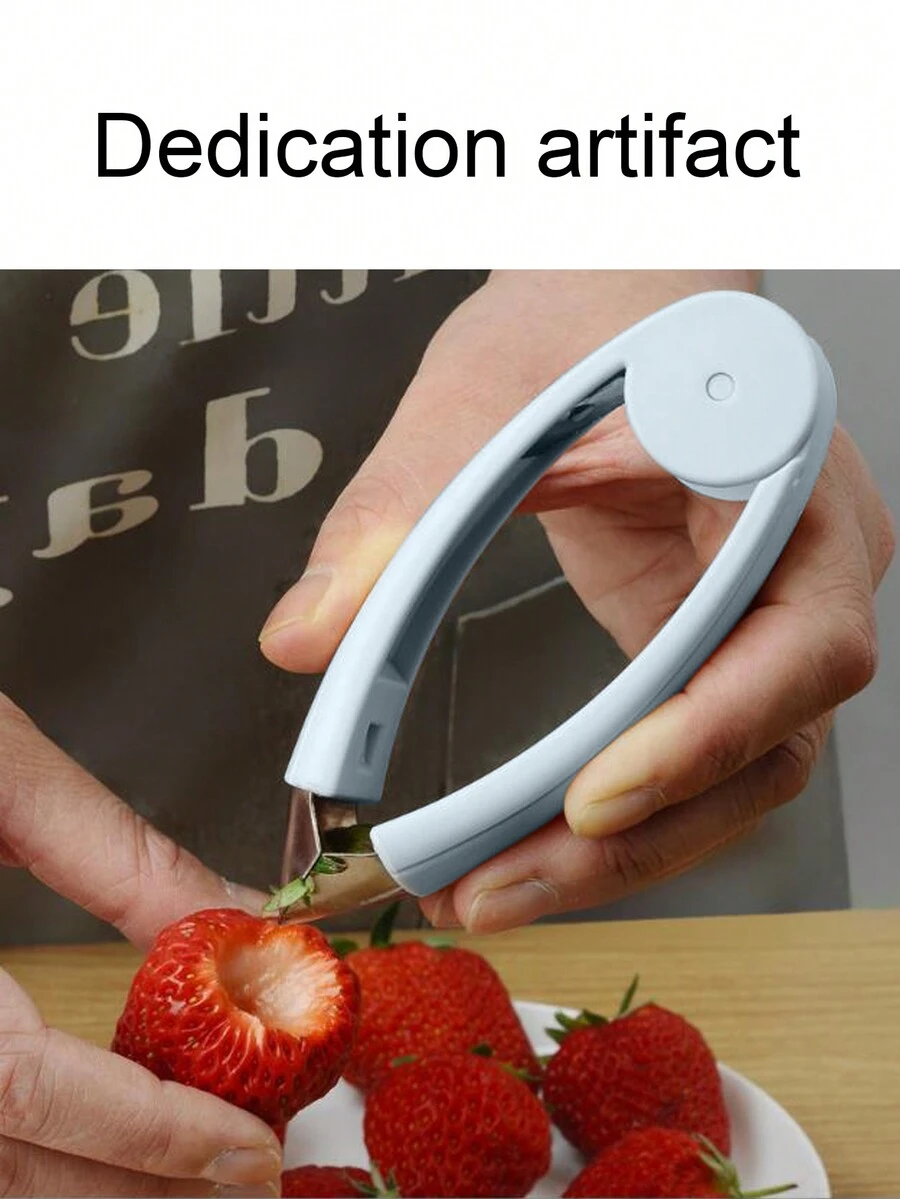 1個不銹鋼水果去核器鑽取器,鳳梨削皮器,草莓去蒂器,廚房小工具 - 藍色 - 查看 1