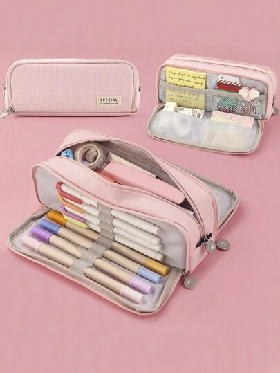 Kreativt infällbart pennfodral för skolmaterial förvaringsväska kawaii enfärgat pennfodral söt pennhållare presenter för barn pennväska