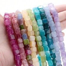 1 Strand 8x8mm Natural Stone Crystal Apatite Tourmaline Aquamarines Morganite Beads For Jewelry Making DIY Bracelet Necklace Accessories