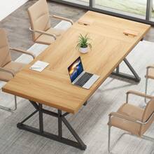 Tribesigns 70.8-Inch Executive Desk, Large Computer Office Desk Workstation, Modern Simple Style Laptop Desk Study Writing Table Business Furniture For Home Office - Sồi tự nhiên + Đen - Xem 5