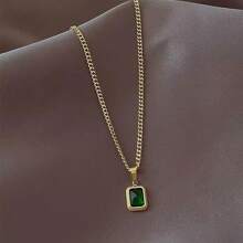 1 Pieza Collar Con Colgante De Esmeralda - Dorado - Ver 5