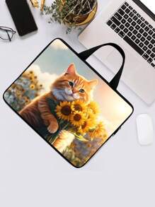 1PC Cute Animal Sunflower Laptop Laptop Case, Suitable For 12 Inch, 13 Inch, And 15 Inch Laptop Soft Surface Laptop Case, Computer Fabric Cover Accessories Computer Soft Cover, Tablet Cover, Commuter Briefcase, Handbag, File Storage Bag Classroom Laptop Bags Classroom Bags Teacher Storage Bags Classroom Organizer Bags - Multicolor - View 3