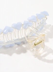 1pc Light Blue & Purple Marble Patterned Extra Large Hair Claw With Heart Shape, Great As Valentine's Day Gift For Couples Eleganthair Clip Hair Jaw Clip Hair Clamps - Multicolor - View 2