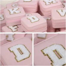 1入時尚個性化旅行珠寶盒，防水且便攜，粉色，帶有初始儲存，生日禮物，母親節禮物，畢業禮物，伴娘禮物 - 粉色 - 查看 2