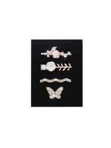 4 Stück Dekorative Ringe Für Uhrenarmbänder, Plattiert Mit Blumen- Und Schmetterlingsdesign, Kompatibel Mit Apple/samsung/huawei-uhrenarmbändern (uhr Und Armband Nicht Im Lieferumfang Enthalten).