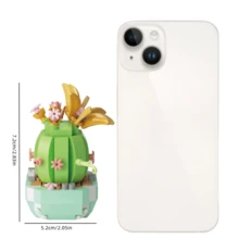 Diy搭配積木編織花盆,花園植物積木盆栽,花卉模型積木,拼貼玩具 - 黃綠色 - 查看 6