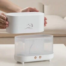 Nuvens chama Umidificador De Ar Difusor De Aroma Aromaterapia 200 Ml USB Ultrasonic Óleo Essencial Quarto Fragrância - Preto e Branco - Visão 6