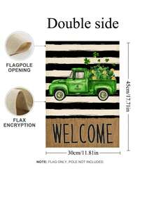 1面聖帕特里克節裝飾掛旗,綠色字母,歡迎帽,小妖精,貓和三葉草設計,適用於室內和室外使用 - 杏色 - 查看 5