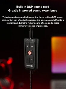 HyperX DSP 7.1 Surround Sound Card Remote Control Built-In DPS For PC Laptop PS4 Headset USB Sound Card - Black - View 4