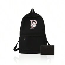 1 Set, A Black Printed Backpack And A Black Small Bag, Makeup Bag, Travel Storage Bag, Solid Color Cosmetics Wallet, Large Capacity Travel Makeup Bag: Very Suitable For Outdoor Beauty! Suitable For Weddings, Birthdays, Beaches, And Holidays, It Is The Best Gift For Family And Friends. This Is A Large Bag, Suitable For Students, Returning To School, And As A Gift For Teachers. It Is A Portable Leisure Storage Handbag, A Multifunctional Shopping Bag With A Novel Design And Large Capacity, Making It An Ideal Choice For Shopping - Black - View 35