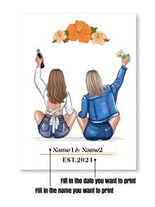 1Pc Custom Canvas Birthday Gift, Friendship Poster, Gift Ideas, Gift For Friend,Personalized Gift, Personalized Wall Art Canvas, No Frame Gifts Graduation