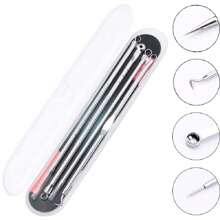 Kit 4 Peças Removedor de Cravos E Espinhas Extrator Profissional Limpa Poros Fan Nails