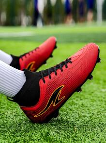 Cao-top Không giới tính Chuyên nghiệp Giày bóng đá Với Dài Trụ , Ngoài trời Thể thao Bóng đá Giày ống Đối với Tập huấn Và Diêm Cỏ nhân tạo , Chống trượt - Đỏ - Xem 3