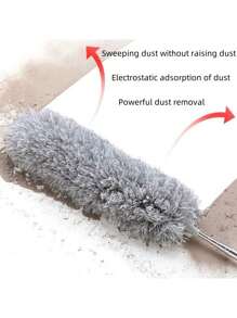 1 Stainless Steel Pole Retractable Duster With 110-Inch Extra Long Pole, Bendable Head And Long Handle Duster For Cleaning Ceiling Fans, High Ceilings, Blinds, Furniture And Cars