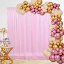 1入組白色蕾絲背景幕布-完美用於婚禮、照片攝影棚和家居裝飾-理想的訂婚、生日和假日派對 - 粉色 - 查看 5