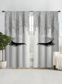 2 Miếng Mới Thời trang Nhiều màu Lông mi Thiết kế Trang trí Dán Túi Rèm cửa Đối với Phòng khách Và Phòng ngủ - Xám - Xem 5