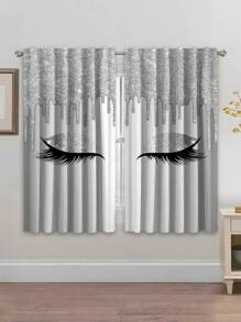 2 Miếng Mới Thời trang Nhiều màu Lông mi Thiết kế Trang trí Dán Túi Rèm cửa Đối với Phòng khách Và Phòng ngủ - Xám - Xem 6