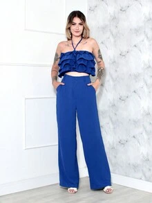 Women Two-Piece Outfits - 藍色 - 查看 3