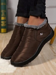 Women's Waterproof & Stylish Slip-On Ankle Booties With Soft Sole And Lining, Snow Boots - Coffee Brown - View 2
