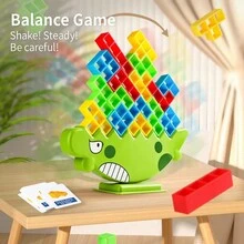32 PCS Balance Stacking Games, High Intellectual Building Blocks For Children Desktop Game, Swing Stack Balance Building Blocks Toy, Interactive STEM Toy For Kids And Adults, Random Color - Yellow - View 5