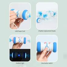 智能自動旋轉貓引誘器：電動互動式貓玩具魔術棒 - 灰色 - 查看 6