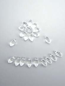 20顆多面形狀水晶玻璃珠子,帶有橫向孔,適用於diy耳環、項鍊和髮箍 - 實色 - 查看 1