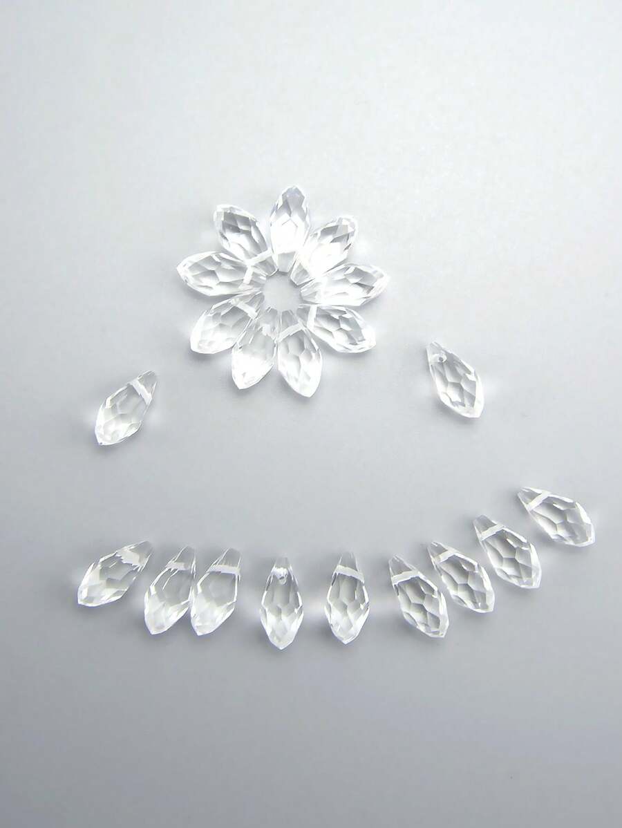 20顆多面形狀水晶玻璃珠子,帶有橫向孔,適用於diy耳環、項鍊和髮箍 - 實色 - 查看 1