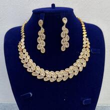 女士新娘首飾套裝,4 件/套,包括項鍊、耳環、戒指和手鍊,飾有閃亮方晶鋯石 - 四件套 - 查看 6