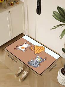 1入卡通可愛貓咪門墊,進入客廳地毯臥室地墊門墊浴室防滑門墊地墊 - 彩色 - 查看 3