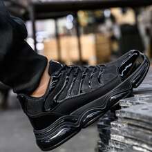 男士鋼頭工作鞋,堅不可摧,輕巧舒適耐用,防壓穿刺,適合戶外活動 - 黑色 - 查看 6