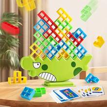 32 PCS Balance Stacking Games, High Intellectual Building Blocks For Children Desktop Game, Swing Stack Balance Building Blocks Toy, Interactive STEM Toy For Kids And Adults, Random Color - Yellow - View 3