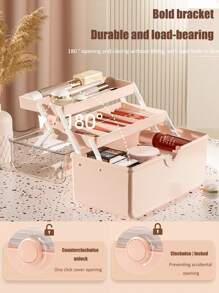 Stackable Cosmetic Storage Organizer Plastic Storage Secure Latching Buckles Easily Sort Make-Up Jewelry & Hair Accessories Medicine Cabinets Pantry - Pink - View 5