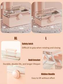 Stackable Cosmetic Storage Organizer Plastic Storage Secure Latching Buckles Easily Sort Make-Up Jewelry & Hair Accessories Medicine Cabinets Pantry - Pink - View 2