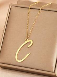 金色字母项链，女士首饰链，26个字母吊坠项链，不锈钢项链，女士配饰