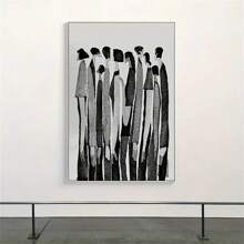 1入抽象創意黑白人物畫布牆藝術油畫海報,現代風格海報,適用於家庭臥室客廳裝飾,未裝裱 - 黑與白 - 查看 3