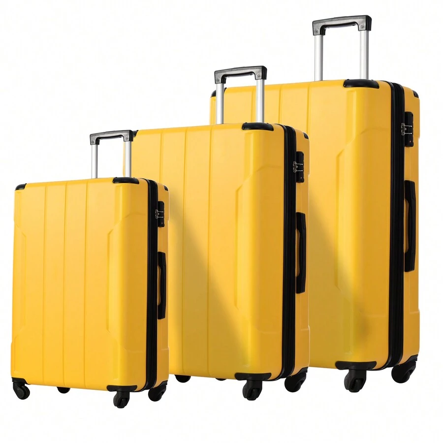 Hopemate Smart Luggage Set Of 3, 20/24/28 Inch With TSA Lock,Valentine's Day Travel, Different Size For Different Distance, Airline Certified Carry-On Luggage, Yellow - 黃色 - 查看 1