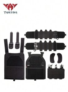 Yakeda新款molle訓練背心,戰術背心,1000d防水防磨 - 卡其色 - 查看 5