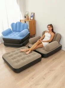 1 pieza Sofá inflable, elegante sillón perezoso multifuncional 5 en 1 para exteriores con cama inflable, silla lounge plegable y conveniente - Café integral - Ver 4