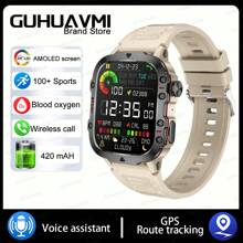 GUHUAVMI 1PC GUHUAVMI 2024 New Outdoor Durable Black Smart Watch Men's 3ATM Waterproof Sports Fitness Ai Voice Wireless Call Smart Watch Suitable For Android IOS