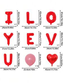 I Love You Red & Pink Balloon Set - Red - View 6