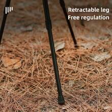 1組木紋色戶外鋁合金摺疊小圓桌,可攜式並可調節高度黑色桌子,用於露營野餐,極輕的咖啡桌 - 木紋色 - 查看 4