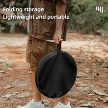 1組木紋色戶外鋁合金摺疊小圓桌,可攜式並可調節高度黑色桌子,用於露營野餐,極輕的咖啡桌 - 木紋色 - 查看 5